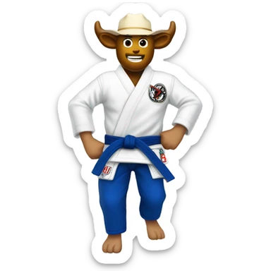 Man bull riding with jiu jitsu gi on sticker