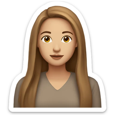 Beautiful woman, straight long light brown hair, brown eyes, cozy sticker