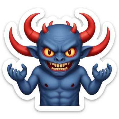 A demon with 2 hands 1 is holding 9 and the other 1 is holding 11 sticker