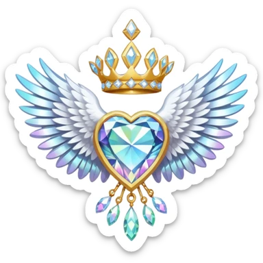 holy diamond emblem with white wings and diamond in the middle sticker