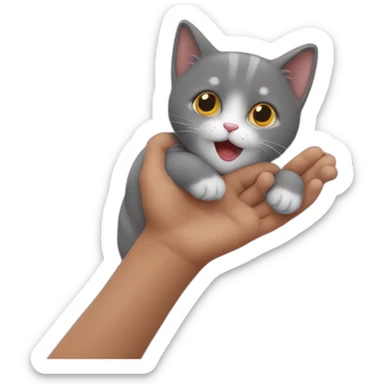 un chat qui tient dans ses mains un gros coeur sticker