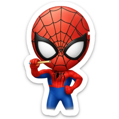 Spider-Man blowing a party blower sticker