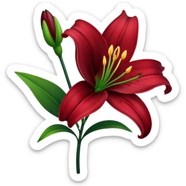 A lily flower in a dark cherry red colour with a dark green stem sticker