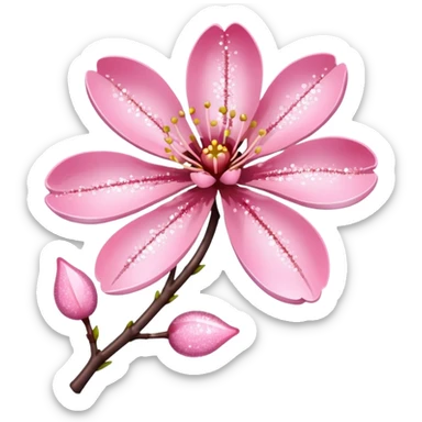 Stylized pink glitter cherry blossom flower (sakura) sticker