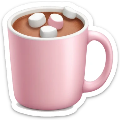 Light Pink mug of hot chocolate with marshmallows  sticker