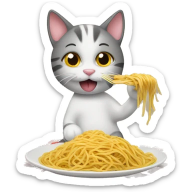 Cat eating spaghetti  sticker