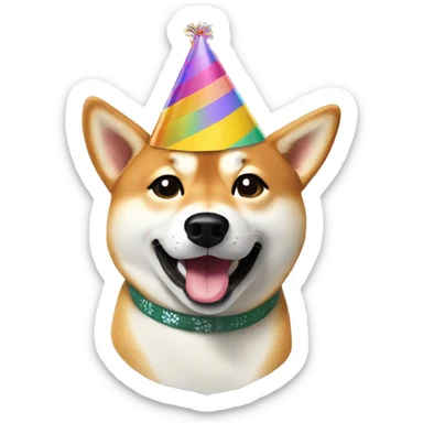 Shiba Inu with a birthday cap sticker
