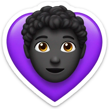 Half black and purple heart sticker