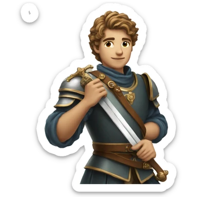 handsome renaissance youth holding sword sticker