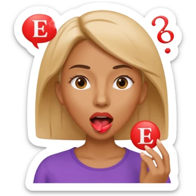 a woman is talking and English letters are coming out of her mouth sticker