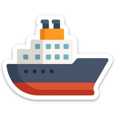 Flat design style ship sticker