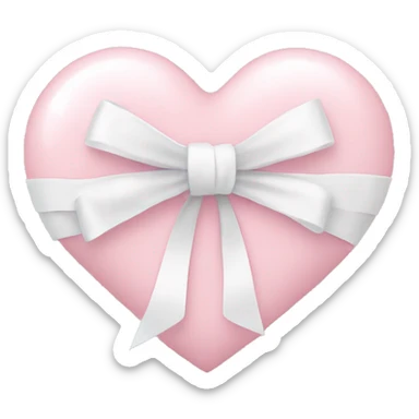 Pastel pink heart with white bow sticker