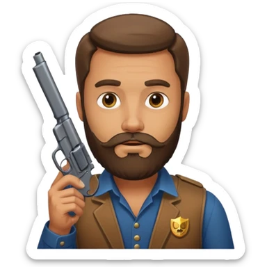 bearded hitman with pistol sticker