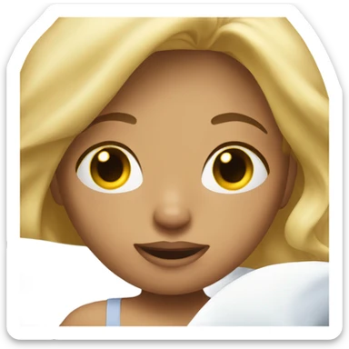 Girl waking up in bed with blonde hair sticker