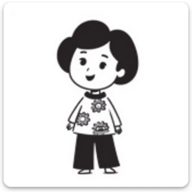 Cartoonish girl smiling with short hair sticker