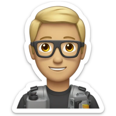 Realastic Guy with dirt blonde middle part holding a camera sticker