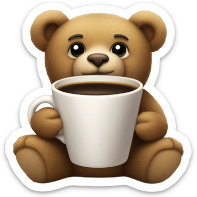 Teddy bear drinking coffee  sticker
