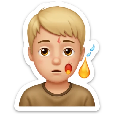 Niño con fiebre sticker