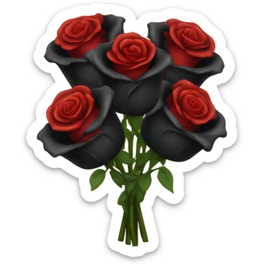 Gothic three Black roses and three red roses in a bouquet  sticker