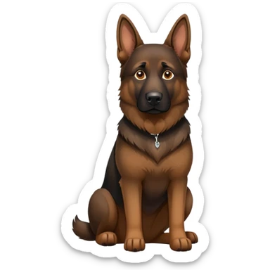 Dark brown face German Shepherd sitting sticker