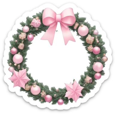 Pastel pink Christmas wreath sticker