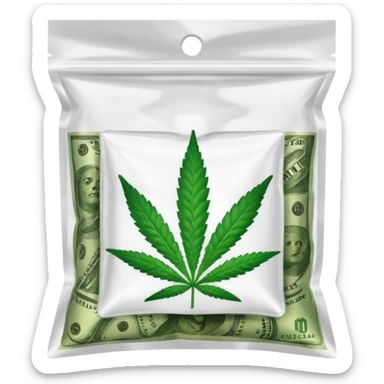 Weed pound baggie with the name Dolla Den and a logo  sticker