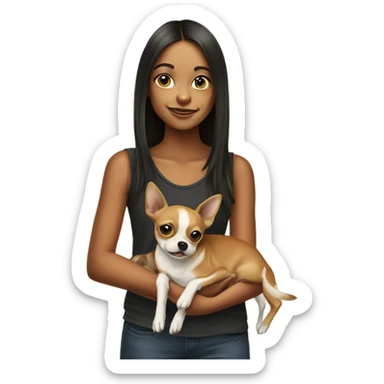 realistic portrait of girl with chihuahya sticker