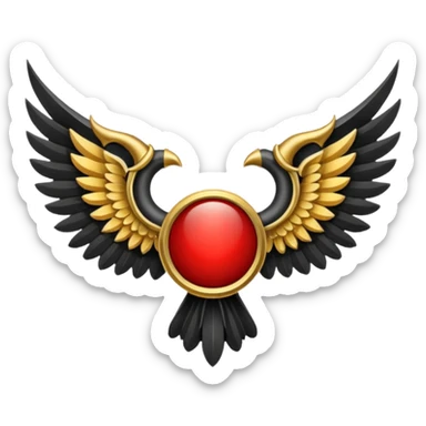 Holy Emblem with black wings and horn and red in the middle sticker
