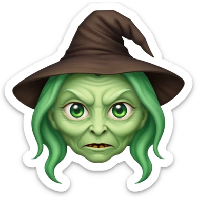 Creat an emoji of an evil monster Witch with Green eyes sticker