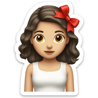 Brunette girl with red bow  sticker