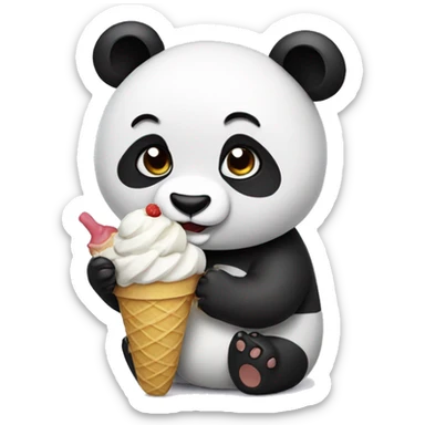 Panda eating ice cream sticker