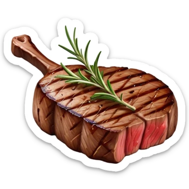 juicy charred steak with rosemary garnish  sticker