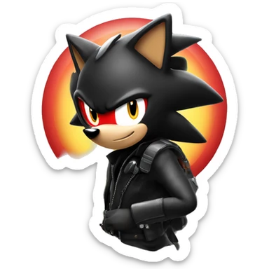 shadow the hedgehog with a gun and headphones sticker