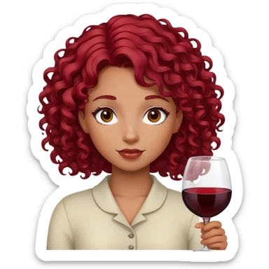 girl with curly wine red hair sticker