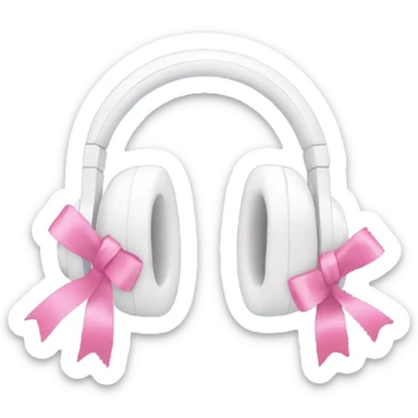 White fuzzy headphones with pink ribbons  sticker
