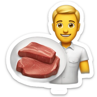 white man infront of tbone steak sticker