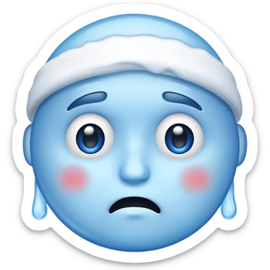 frosty face emoji with blue cheeks shivering sticker