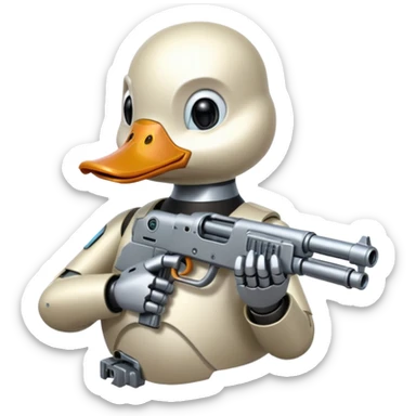 Duck with a gun android style  sticker