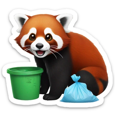 red panda collects garbage sticker