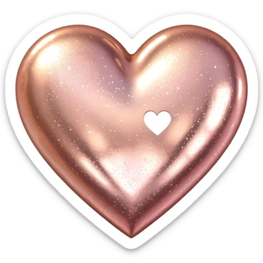 Edit the glittery gold color heart to a glittery rose gold color heart with a subtle gradient and no border. Keep the background transparent. Maintain the glittery texture and subtle gradient effect in rose gold tones sticker