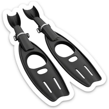 diving fins and snorkel mask, black, simple apple emoji style sticker