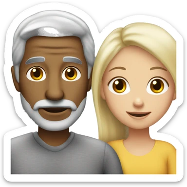 grey haired dad with blonde daughter sticker