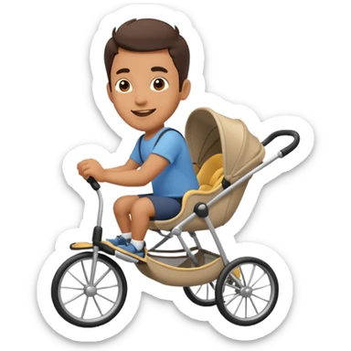 man running with stroller, cheerful mood sticker