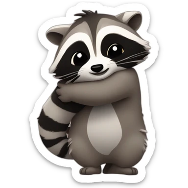 racoon hug sticker