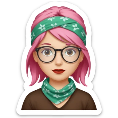 girl with peppermint hair and bandana and glassess sticker