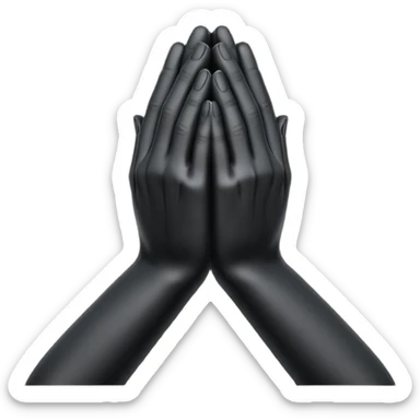 Minimal emoji, abstract praying hands simplified into solid black metal forms, subtle sacred reference, fashion avant-garde minimalism, no details, no glow, no neon, flat emoji style, centered, transparent background sticker