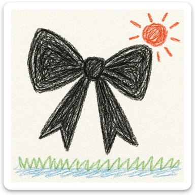 gothic bow in children doodle style sticker