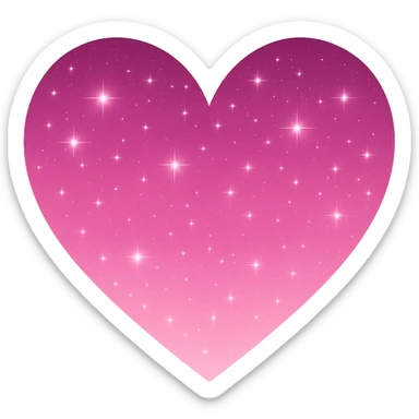 Modify the heart with a night sky gradient to pink night theme with a pink gradient, more stars, and a soft glow. Remove the background entirely  sticker