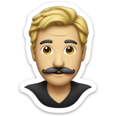 Mysterious man with moustache in black sticker