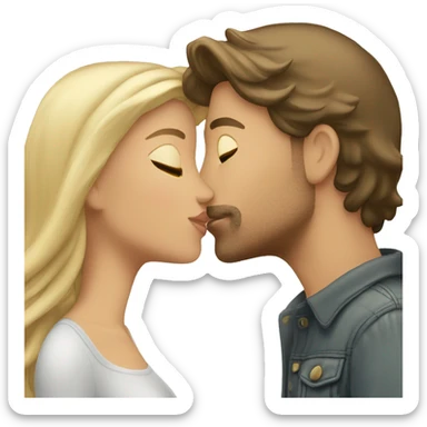 Brunette kissing her blond boyfriend sticker